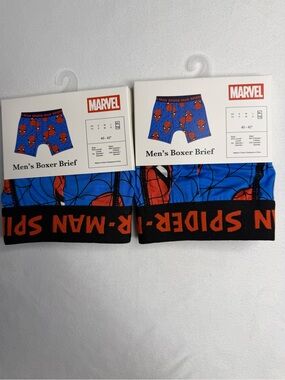 Spider-Man Men’s Boxer Briefs 2-Pack XL Blue Marvel NIP Soft Stretch Underwear